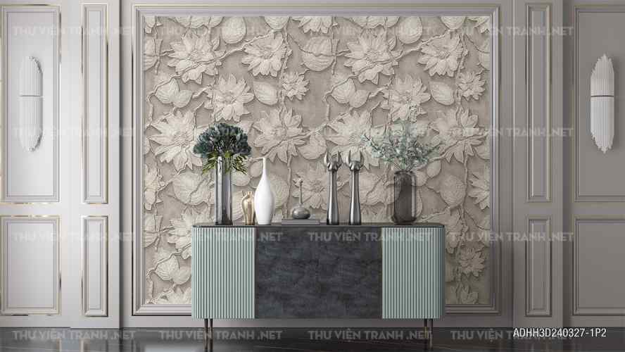 Tranh dán tường Hoa 3D- ADHH3D240327-1P2 - Tranh tường chất lượng cao